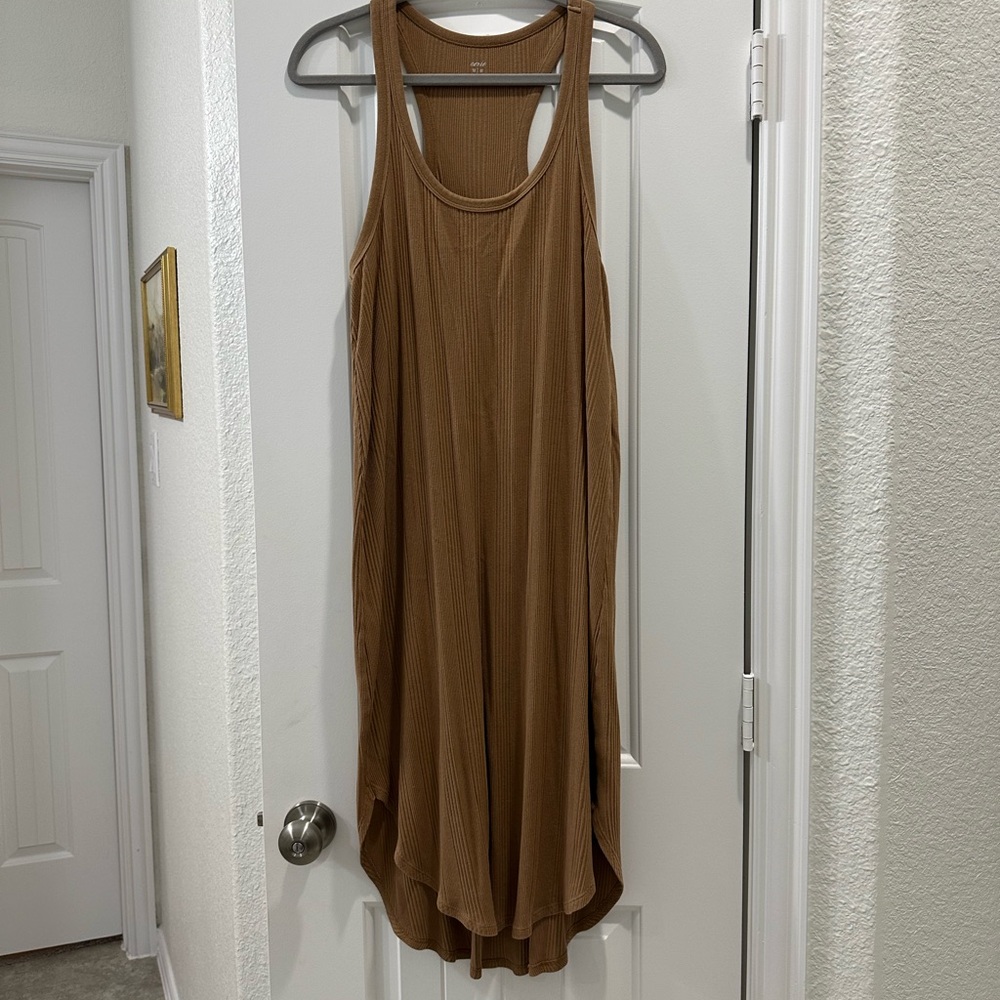 Aerie Midi Ribbed Camel Tank Dress - Size M